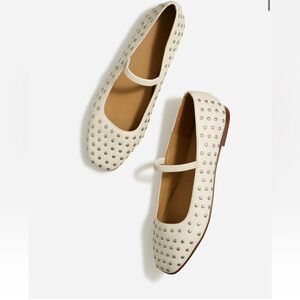 Madewell NEW NIB Studded Greta Ballet Flat - Cream Ivory Leather Size 9